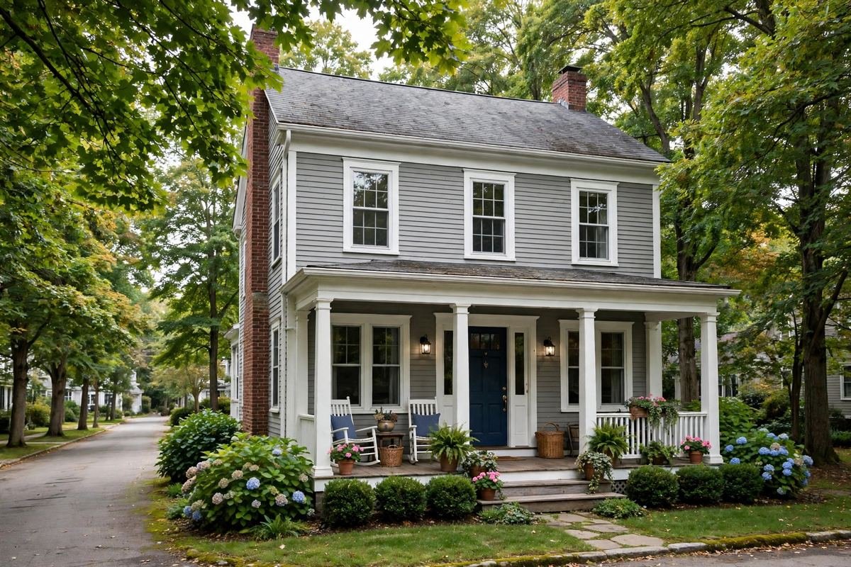 Home exterior typical of Walpole, Massachusetts